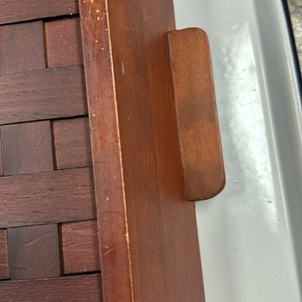 Basket Dark Wood Basket Weave Serving Tray